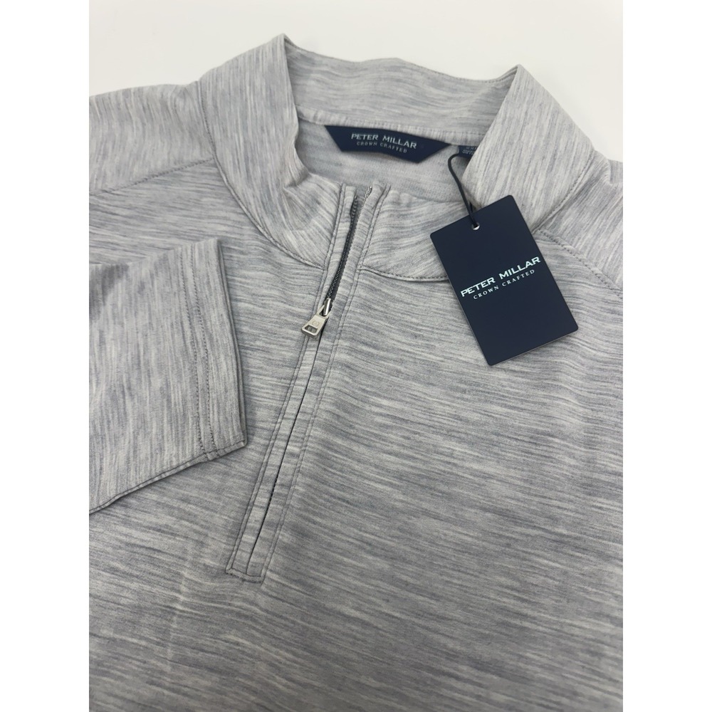NWT Peter Millar Wool Excursionist Flex Heathered 1/4 Zip Pullover Grey XXL $200